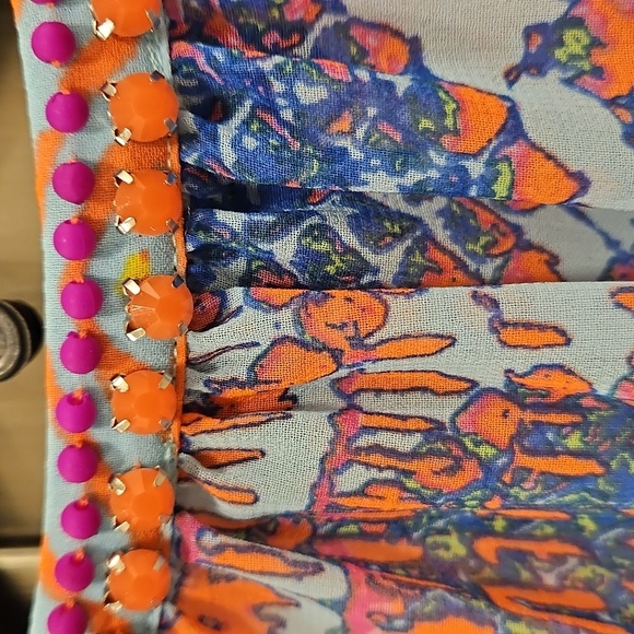 💕HALE BOB💕 Bedazzled Multi-Color Snakeskin Blouse Small - Picture 5 of 8
